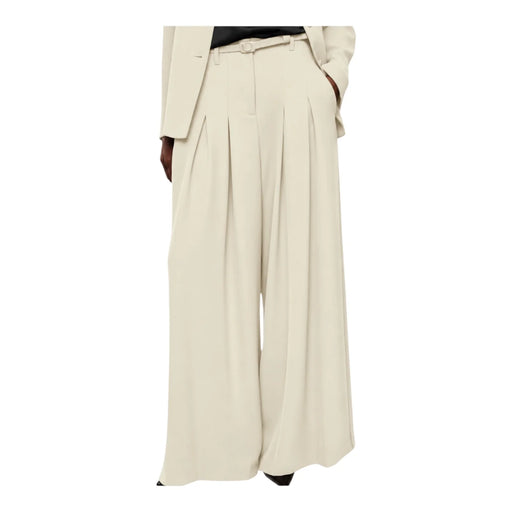 Pantaloni palazzo a vita alta con pinces e cintura donna avorio imperial