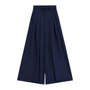 Pantaloni palazzo a vita alta con pinces e cintura donna blu imperial