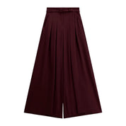 Pantaloni palazzo a vita alta con pinces e cintura donna bordeaux imperial