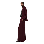 Pantaloni palazzo a vita alta con pinces e cintura donna bordeaux imperial