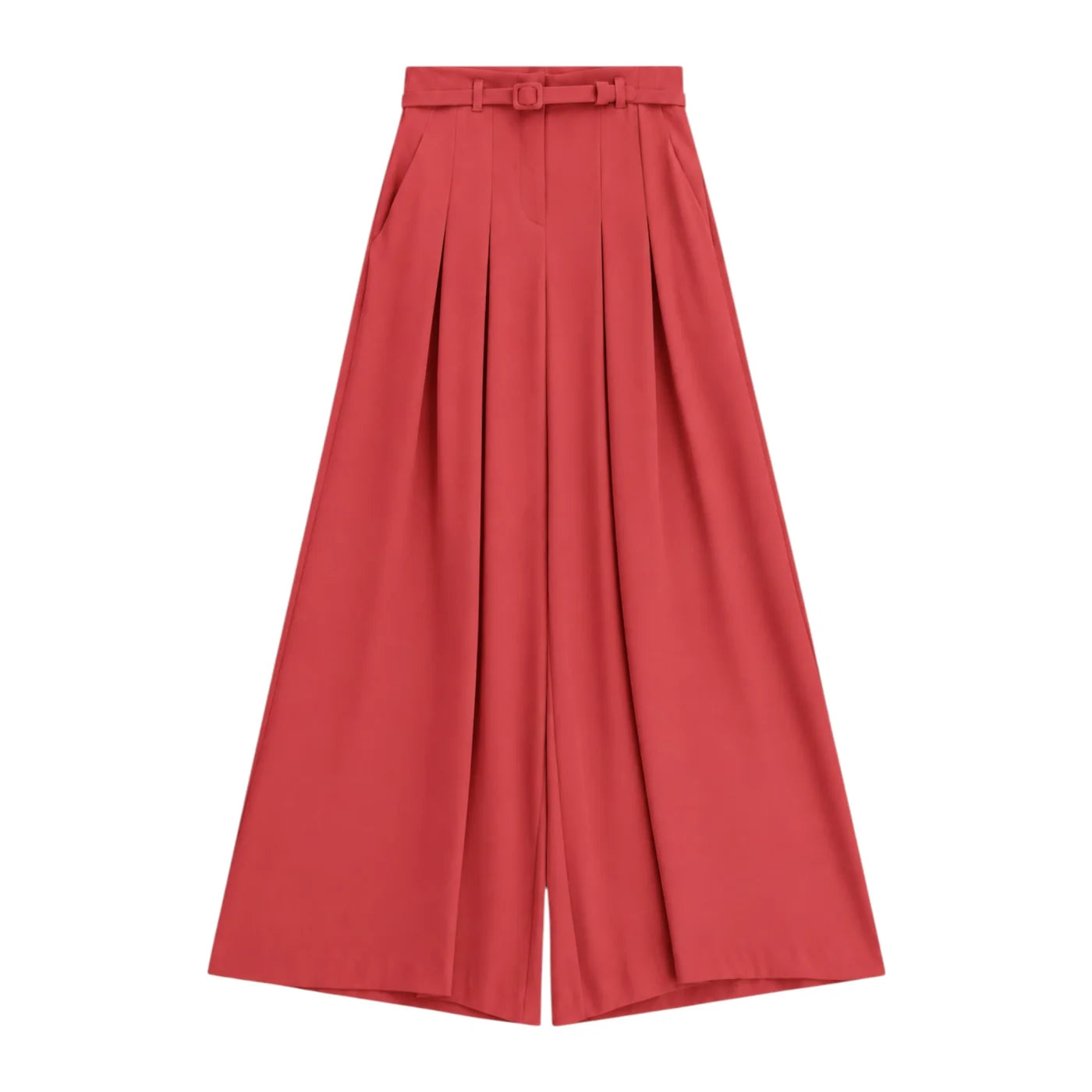 Pantaloni palazzo a vita alta con pinces e cintura donna rosa imperial