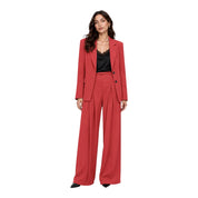 Pantaloni palazzo a vita alta con pinces e cintura donna rosa imperial