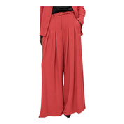 Pantaloni palazzo a vita alta con pinces e cintura donna rosa imperial