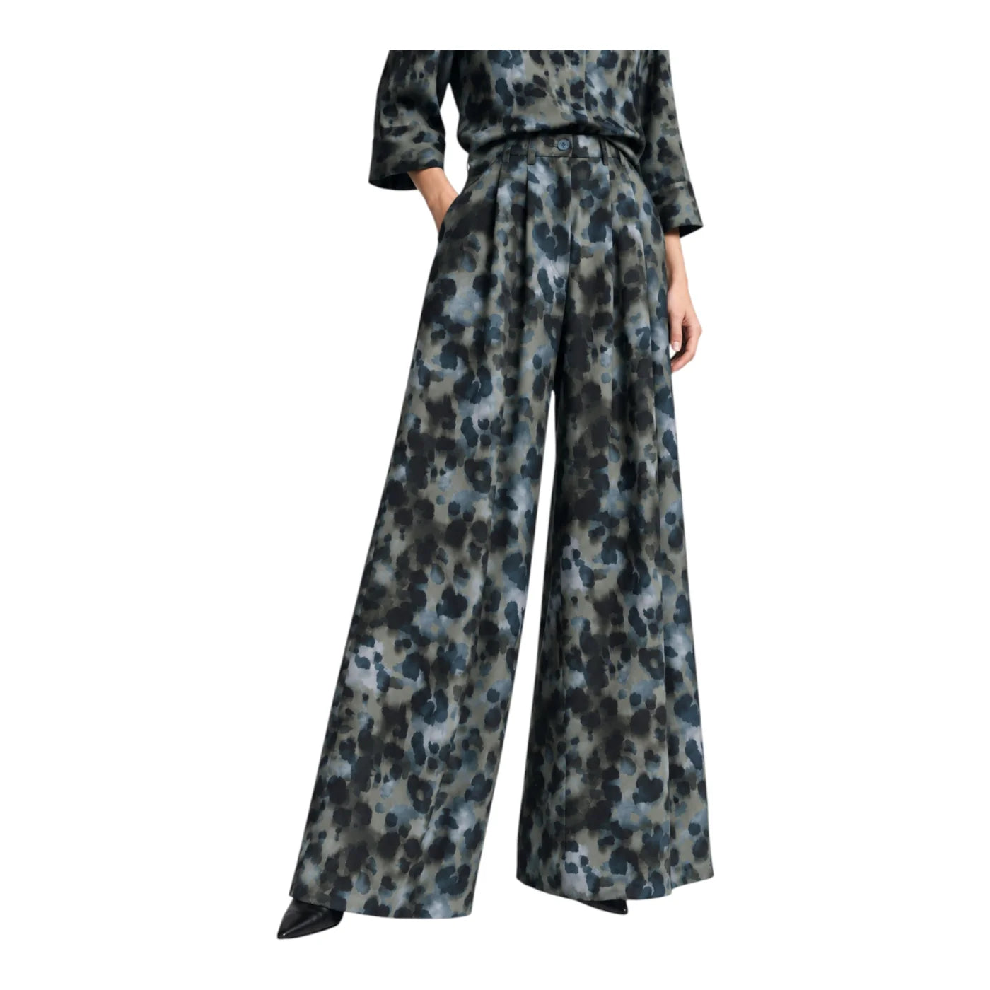 Pantaloni palazzo con pinces e vita alta donna multicolore please