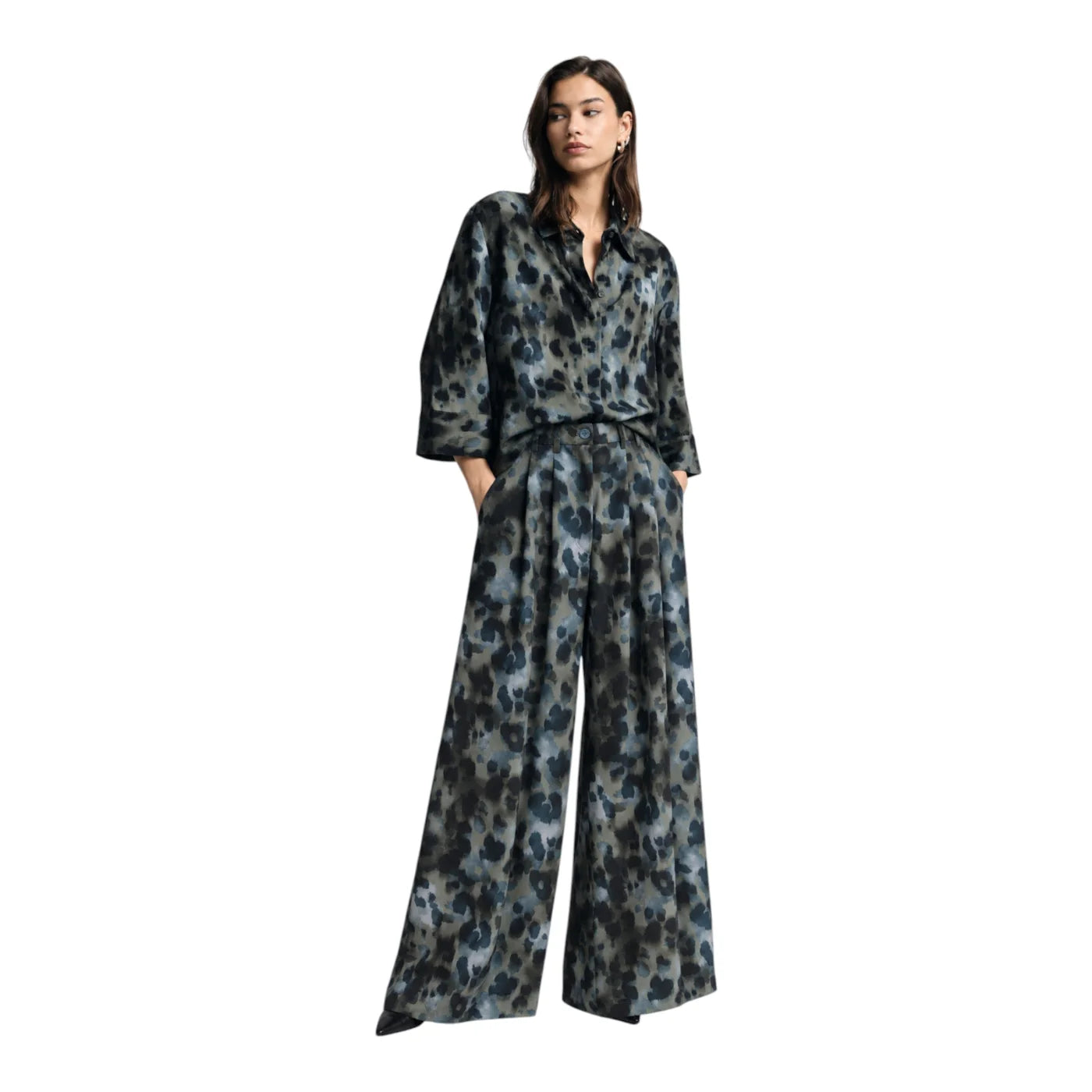 Pantaloni palazzo con pinces e vita alta donna multicolore please