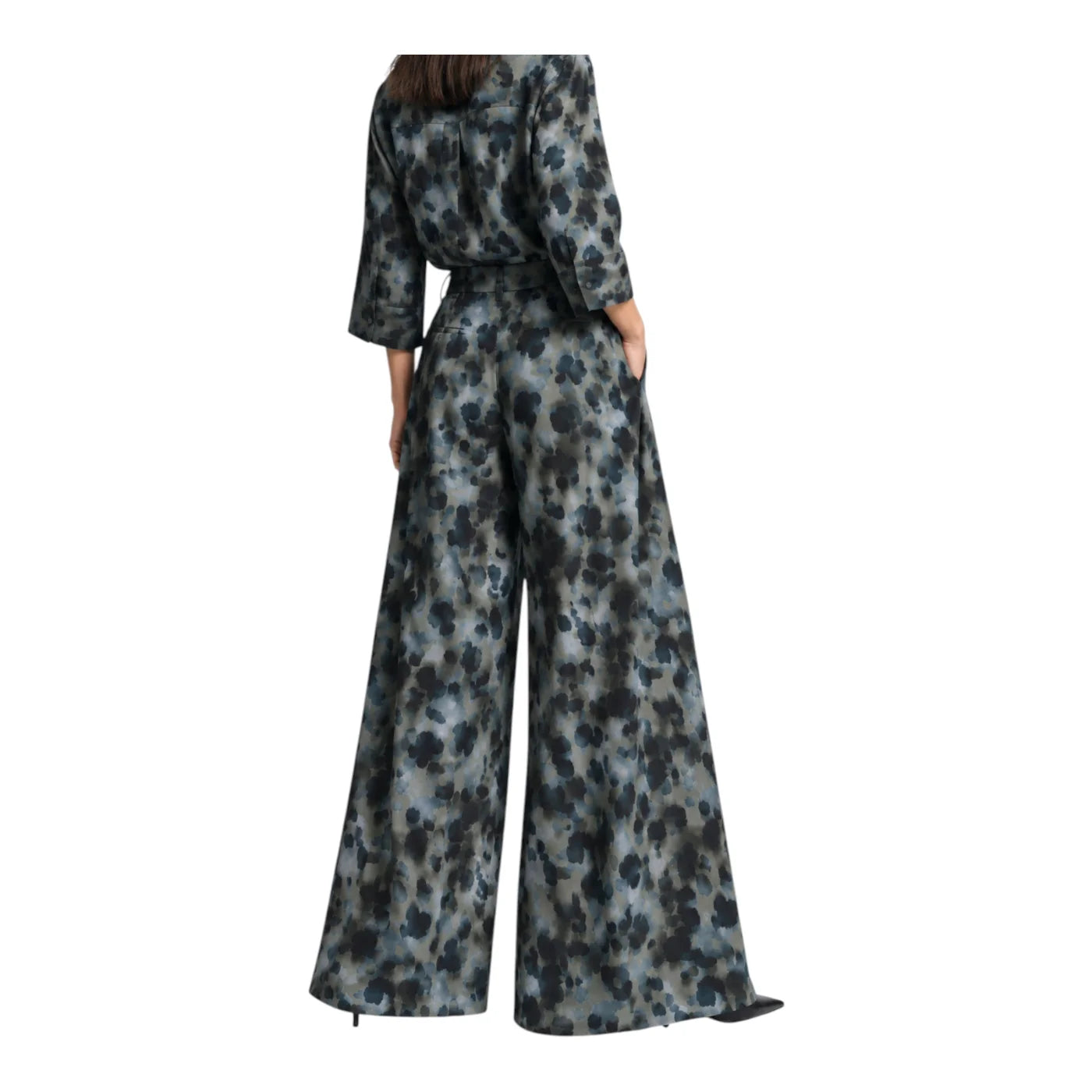 Pantaloni palazzo con pinces e vita alta donna multicolore please