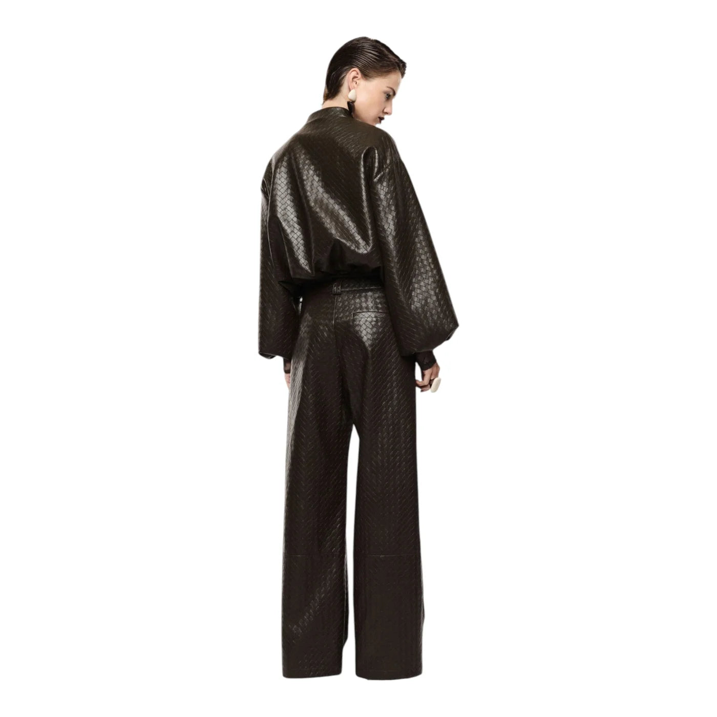 Pantaloni palazzo stampati vita alta donna marrone imperial