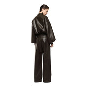 Pantaloni palazzo stampati vita alta donna marrone imperial