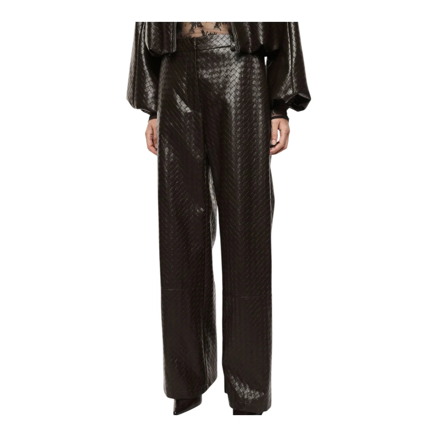 Pantaloni palazzo stampati vita alta donna marrone imperial