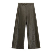 Pantaloni palazzo stampati vita alta donna marrone imperial