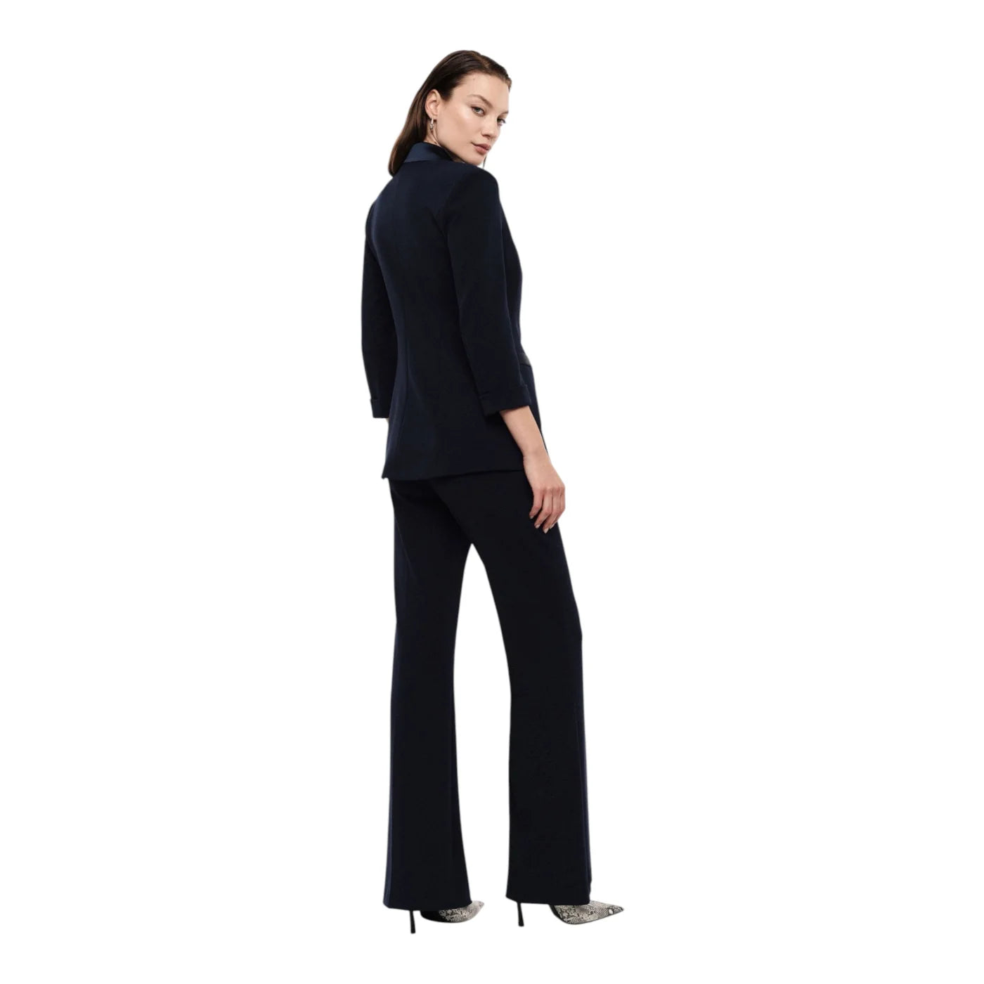 Pantaloni sartoriali linea affusolata donna blu imperial