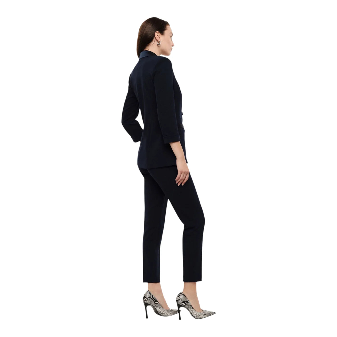 Pantaloni sartoriali linea affusolata donna blu imperial