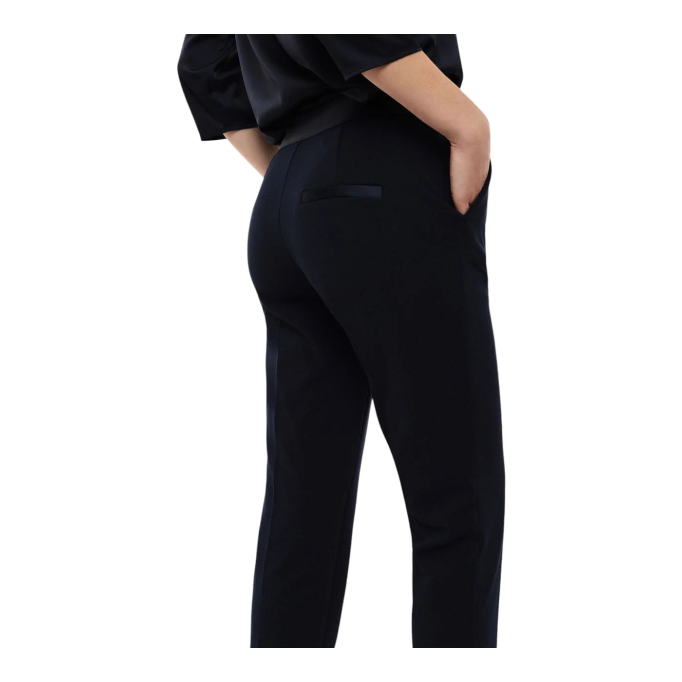 Pantaloni sartoriali linea affusolata donna blu imperial