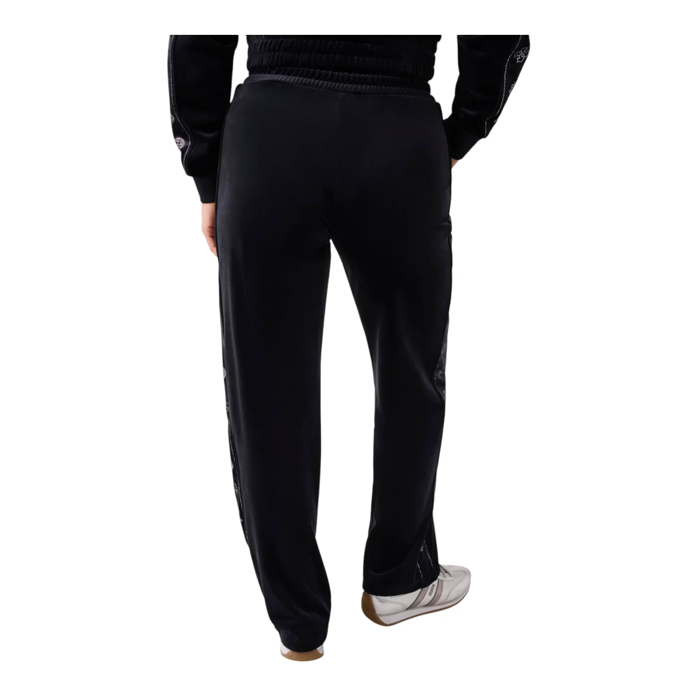 Pantaloni tuta in ciniglia con strass donna nero guess