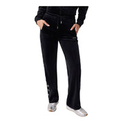 Pantaloni tuta in ciniglia con strass donna nero guess