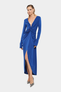 Abito lungo arricciato con spacco frontale Donna Blu IMPERIAL - XS