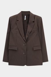 Blazer gessato regular-fit con tasche a filetto donna marrone imperial