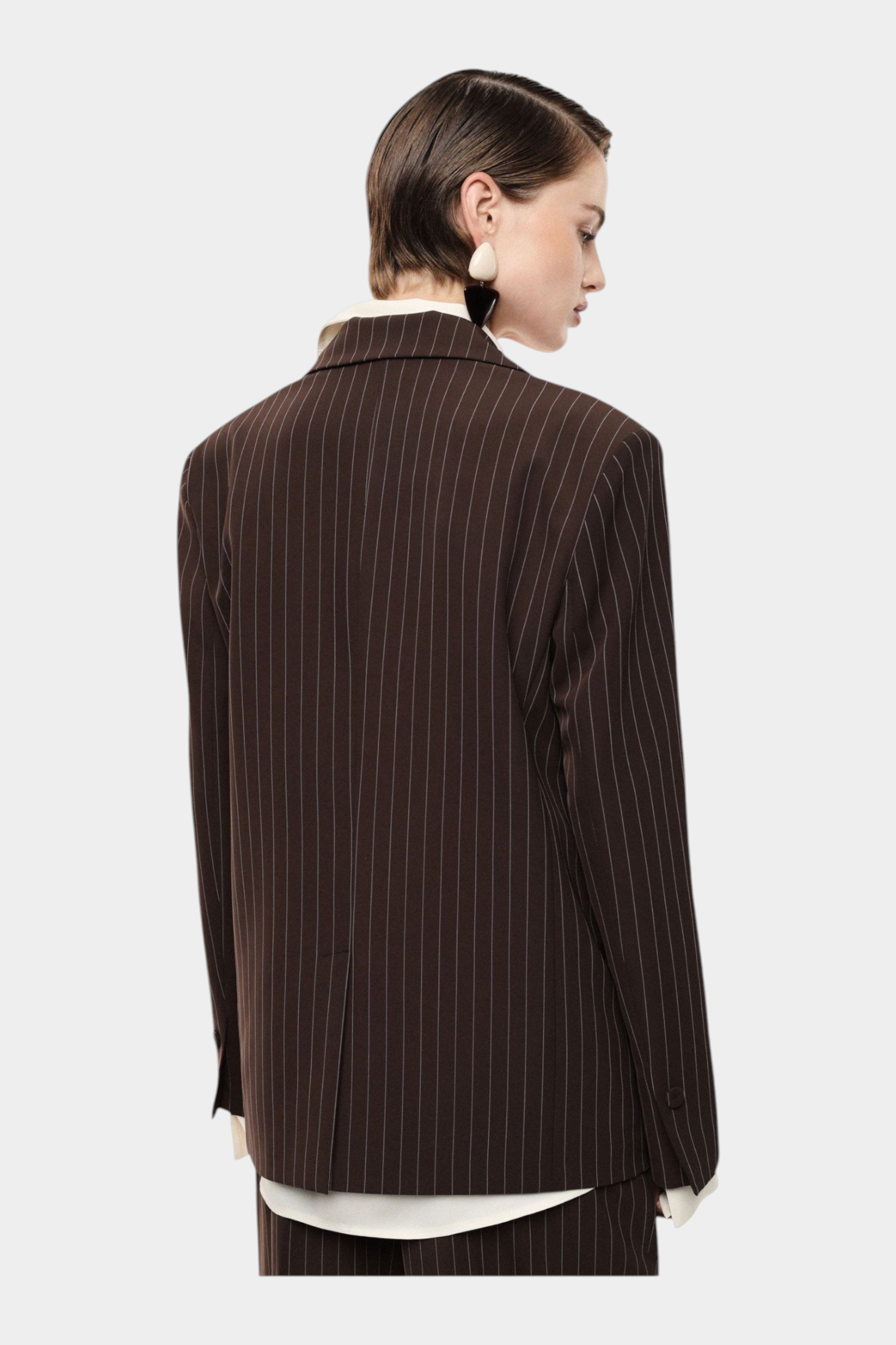 Blazer gessato regular-fit con tasche a filetto donna marrone imperial