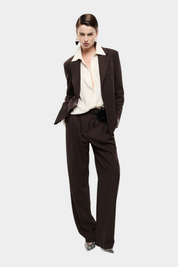 Blazer gessato regular-fit con tasche a filetto donna marrone imperial