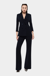 Pantaloni sartoriali linea affusolata donna blu imperial