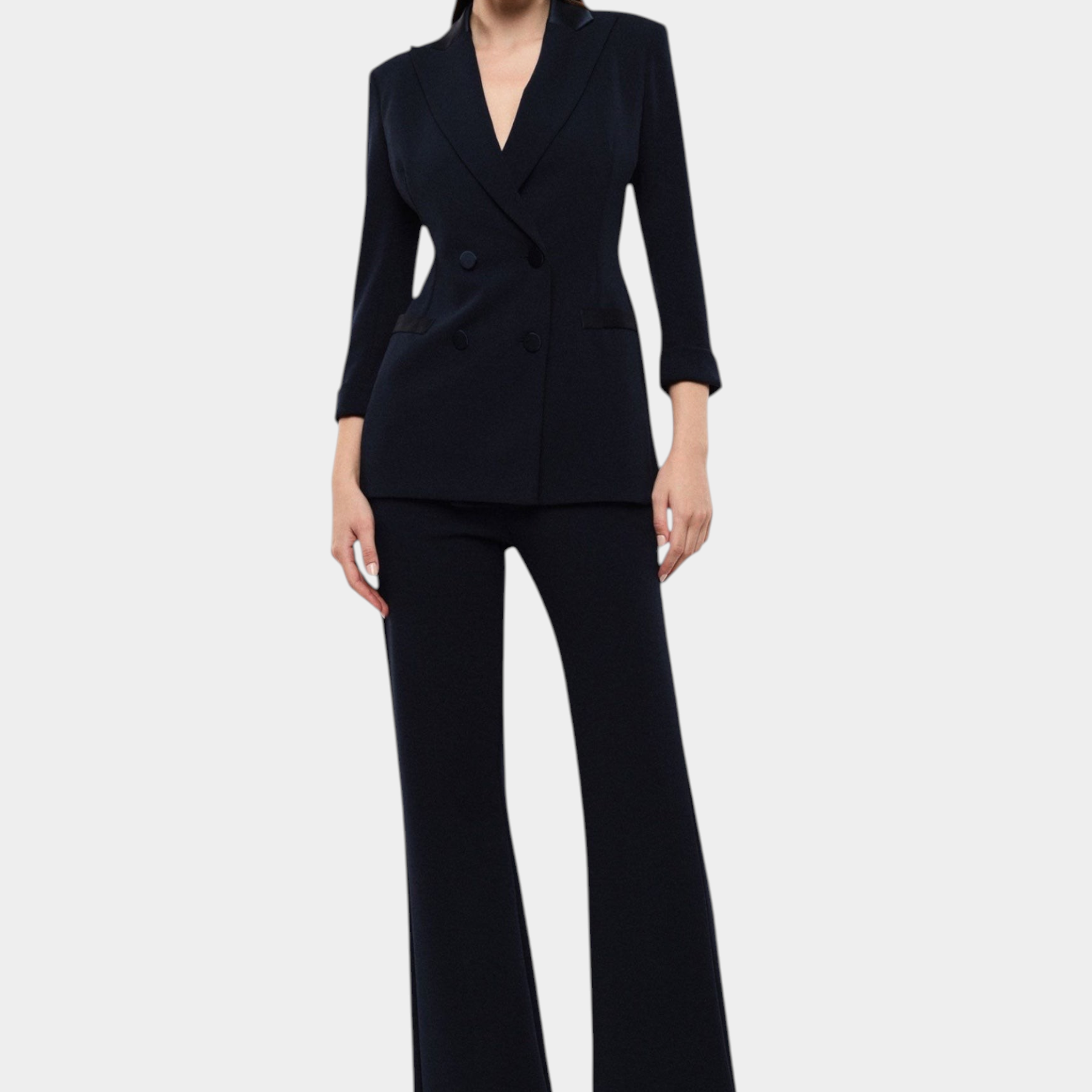 Pantaloni sartoriali linea affusolata donna blu imperial
