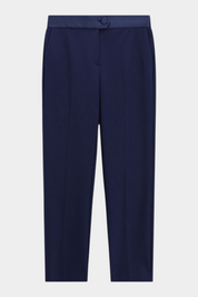 Pantaloni sartoriali linea affusolata donna blu imperial