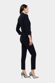 Pantaloni sartoriali linea affusolata donna blu imperial