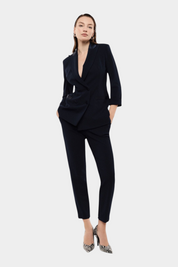 Pantaloni sartoriali linea affusolata donna blu imperial