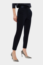 Pantaloni sartoriali linea affusolata donna blu imperial