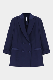 Blazer doppiopetto con maniche tre quarti donna blu imperial