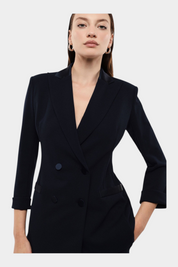 Blazer doppiopetto con maniche tre quarti donna blu imperial