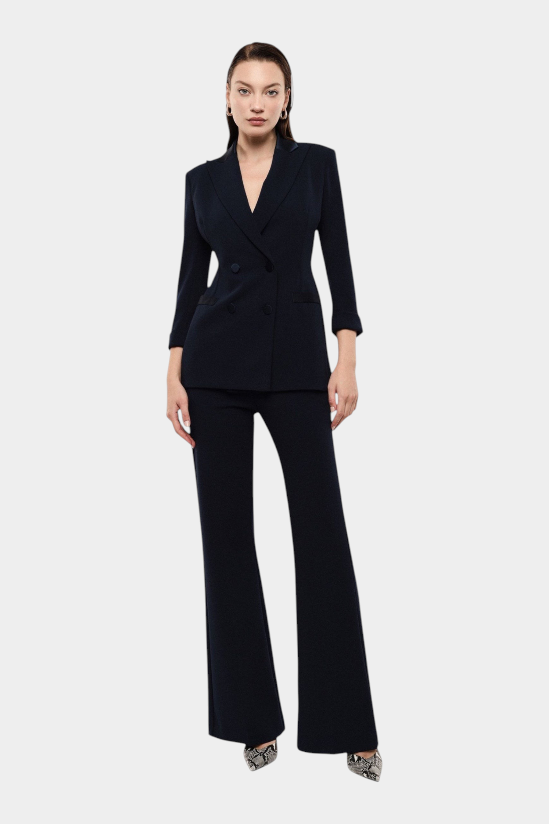 Blazer doppiopetto con maniche tre quarti donna blu imperial