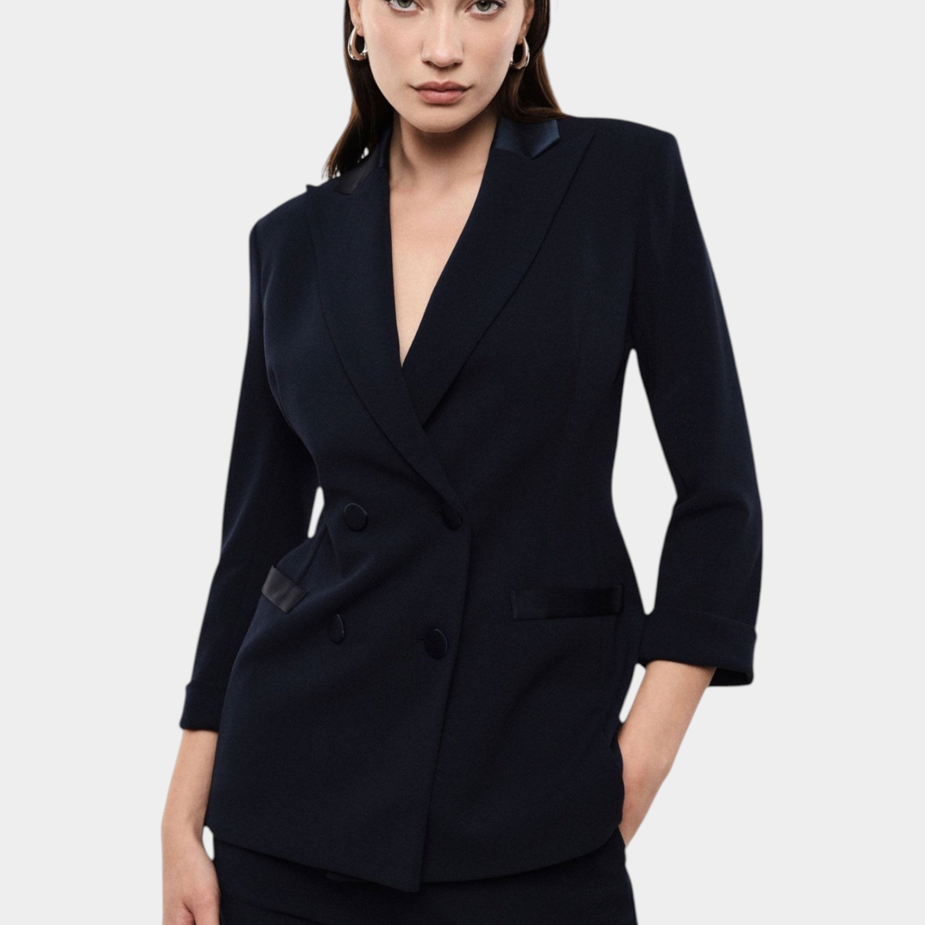 Blazer doppiopetto con maniche tre quarti donna blu imperial