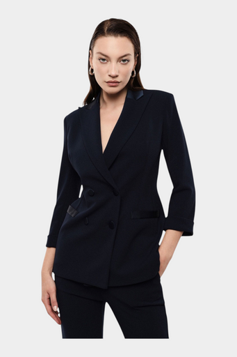Blazer doppiopetto con maniche tre quarti donna blu imperial