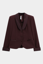Blazer monopetto con revers a scialle e tasche donna bordeaux imperial