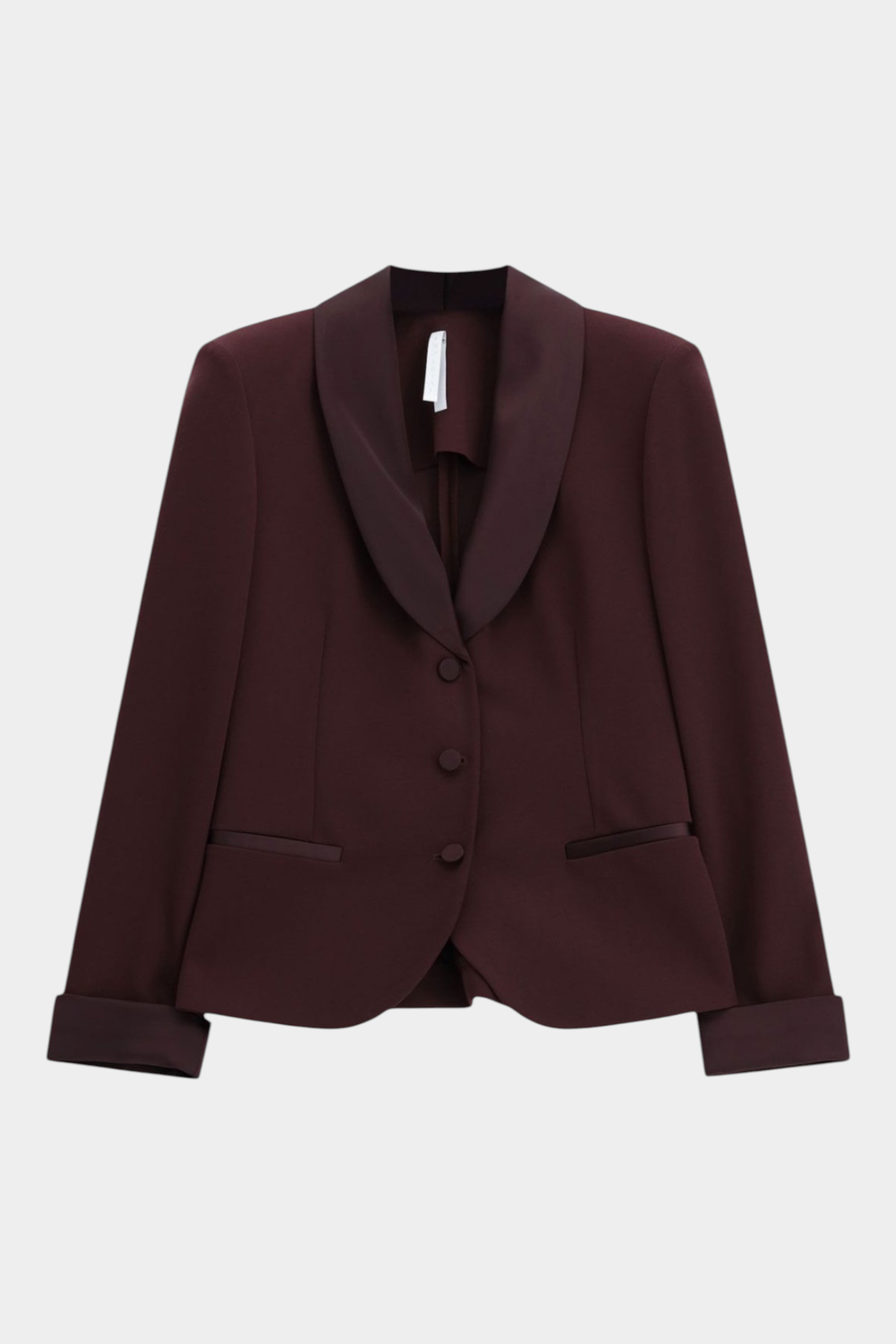 Blazer monopetto con revers a scialle e tasche donna bordeaux imperial