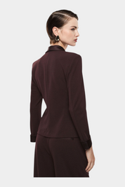 Blazer monopetto con revers a scialle e tasche donna bordeaux imperial