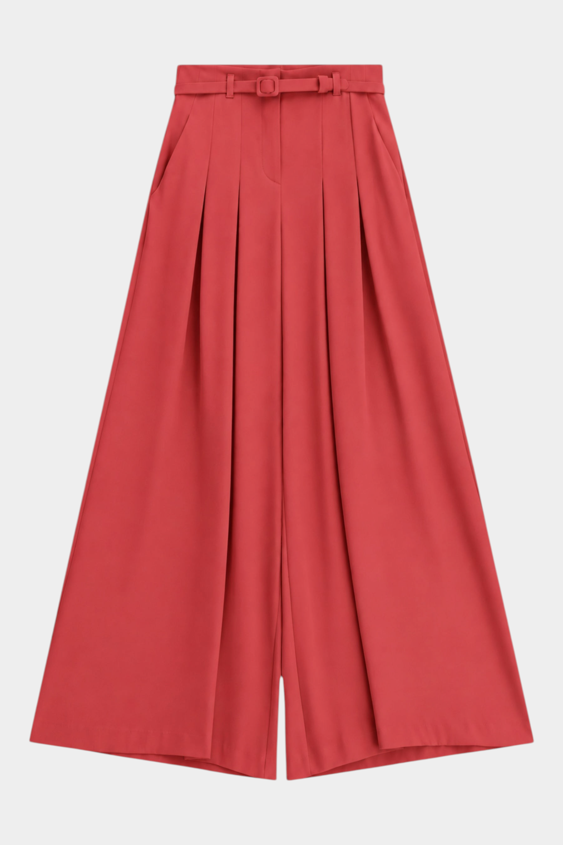 Pantaloni palazzo a vita alta con pinces e cintura donna rosa imperial