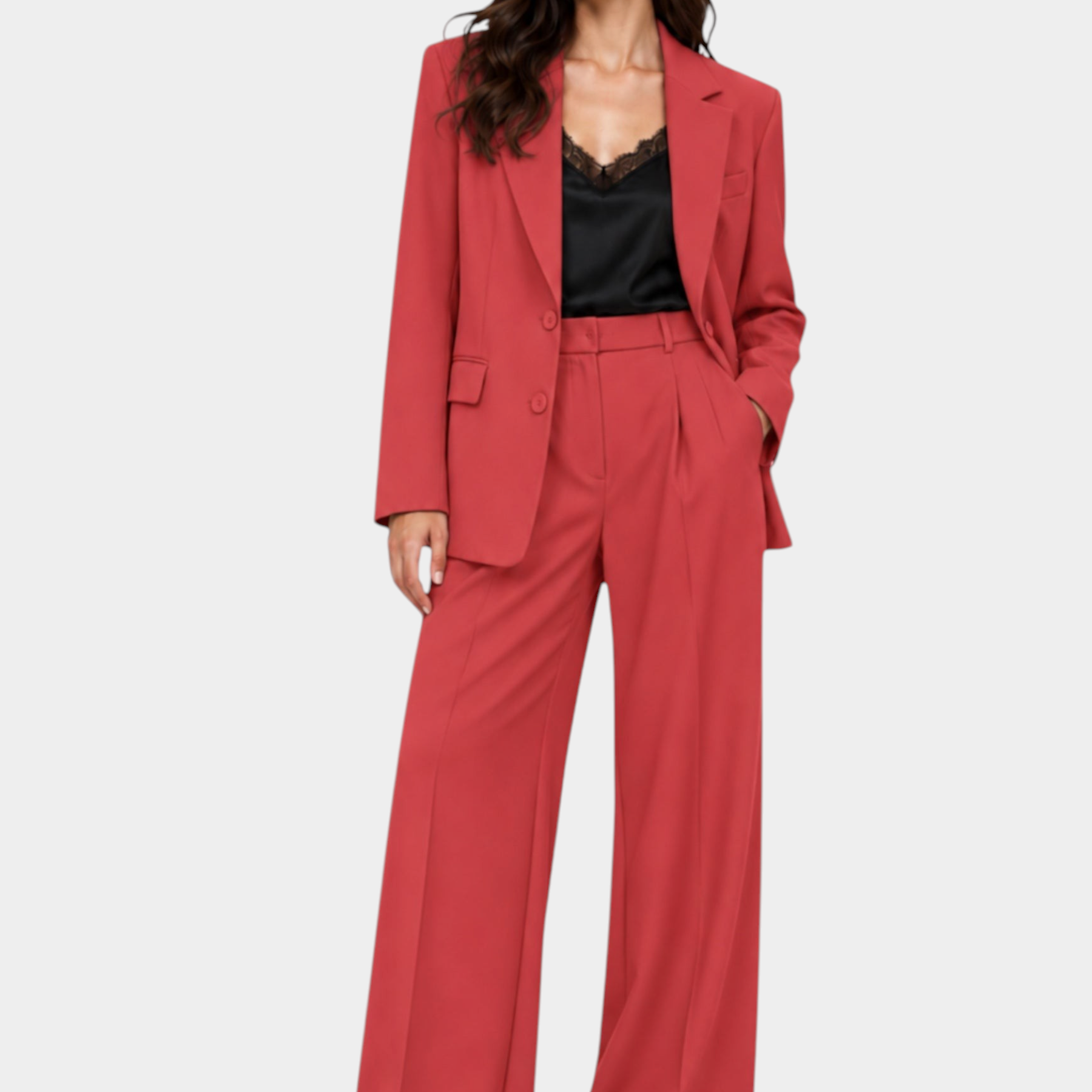 Blazer monopetto con tasche a patta laterali donna rosa imperial