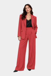 Blazer monopetto con tasche a patta laterali donna rosa imperial