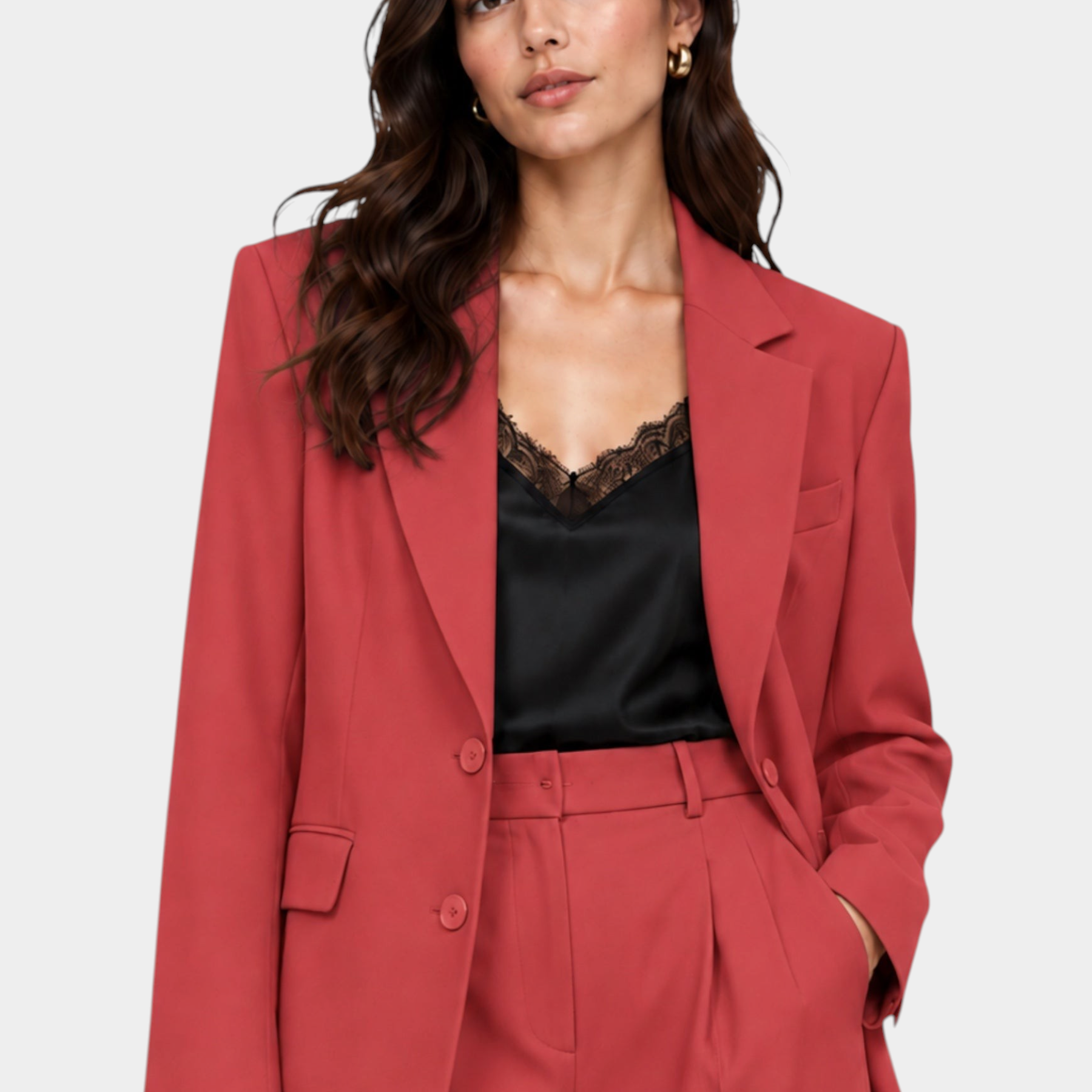 Blazer monopetto con tasche a patta laterali donna rosa imperial
