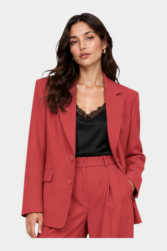 Blazer monopetto con tasche a patta laterali donna rosa imperial