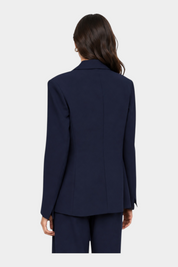 Blazer monopetto con tasche a patta laterali donna blu imperial