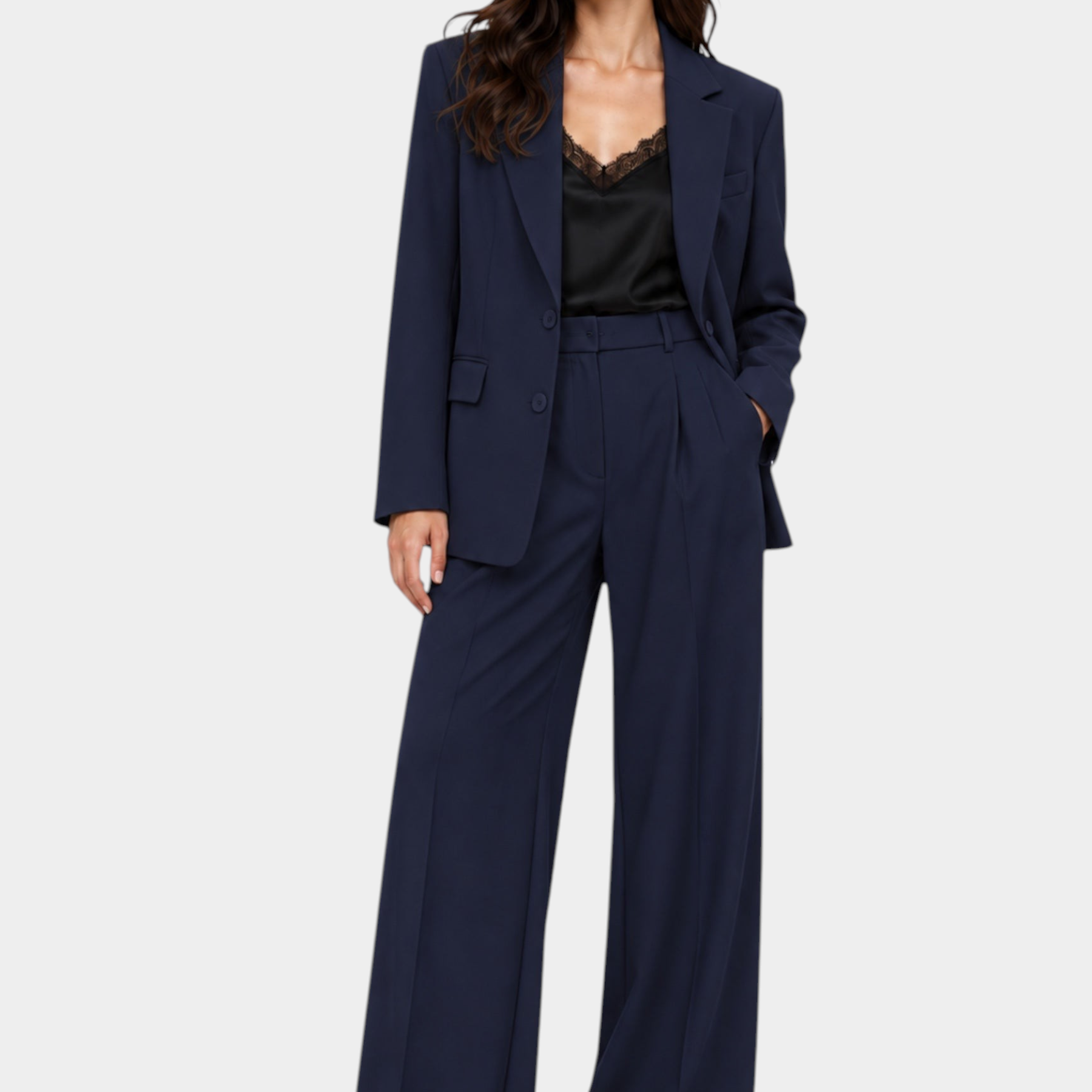 Blazer monopetto con tasche a patta laterali donna blu imperial