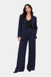 Blazer monopetto con tasche a patta laterali donna blu imperial