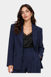 Blazer monopetto con tasche a patta laterali donna blu imperial
