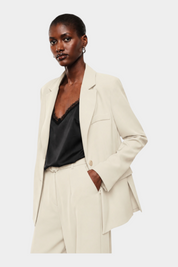 Blazer monopetto con tasche a patta laterali donna avorio imperial