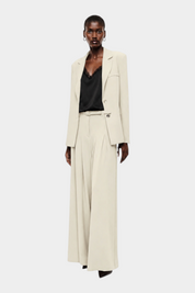 Blazer monopetto con tasche a patta laterali donna avorio imperial