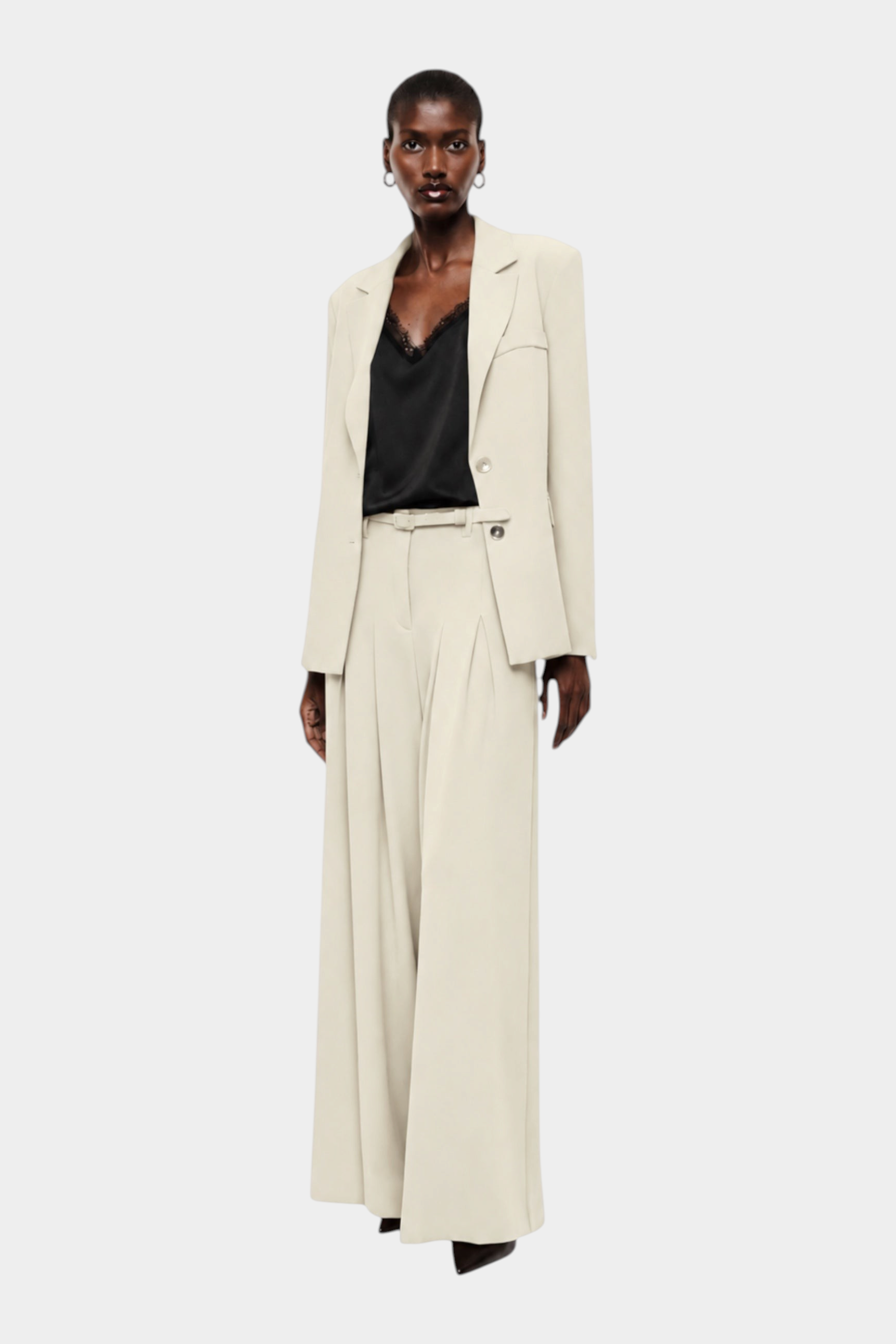 Blazer monopetto con tasche a patta laterali donna avorio imperial