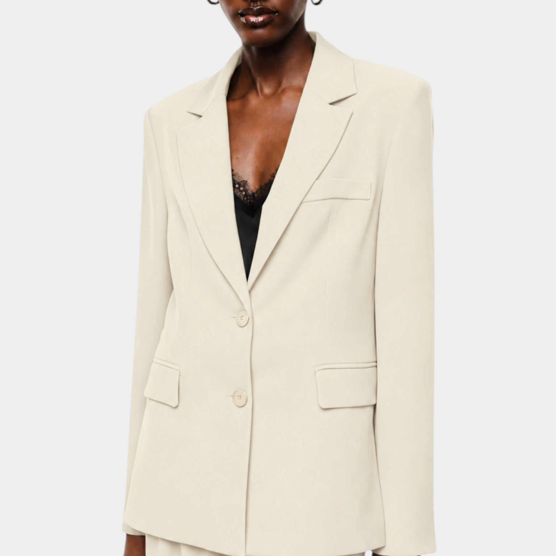 Blazer monopetto con tasche a patta laterali donna avorio imperial